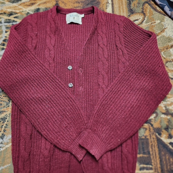 sterntex Sweaters - Elegant Maroon Cable Knit Cardigan